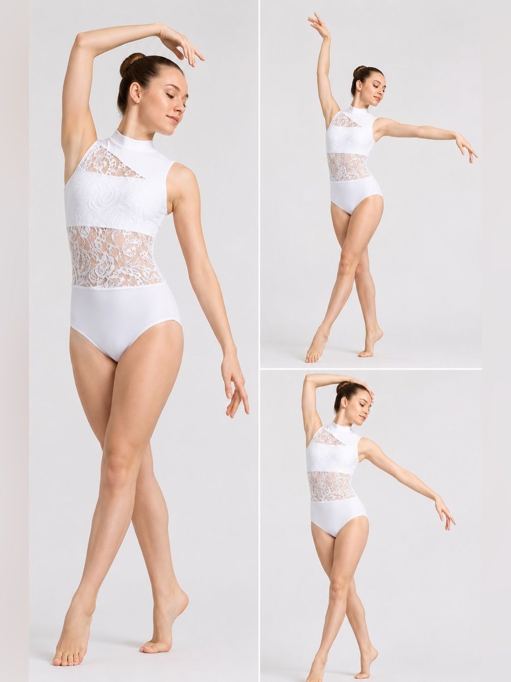 White Lace Contemporary Lyrical Solo Dance Costume Custom Rhinestone LC